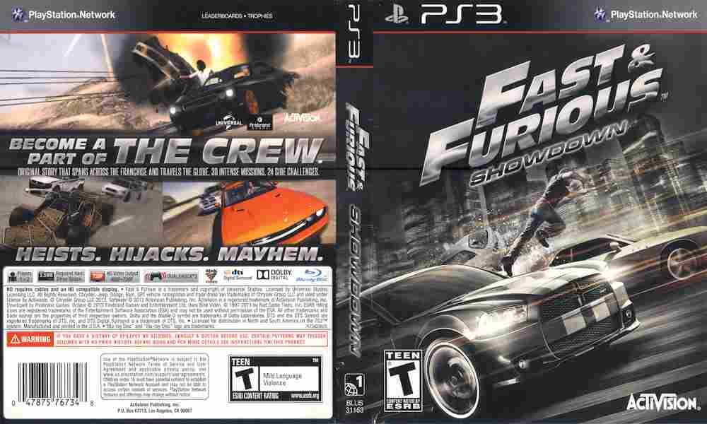 Игра FAST Furious showdown, Sony PS3, 173-871, Баград.рф